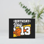 13 jarig basketbalfeestje 13e verjaardag jongen briefkaart (Staand voorkant)