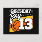 13 jarig basketbalfeestje 13e verjaardag jongen briefkaart (Voorkant)