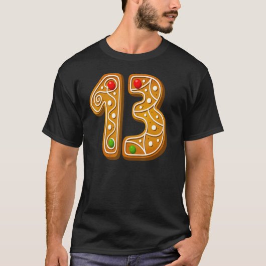 13 Kerkapitaalnummer kerstkoekje Alphabet T-shirt (Voorkant)