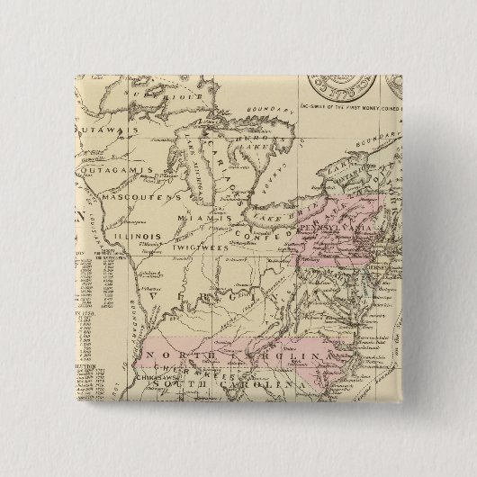 13 kolonies 1776 vierkante button 5,1 cm (Voorkant)
