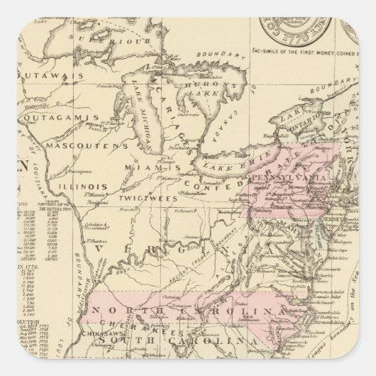 13 kolonies vierkante sticker (Voorkant)