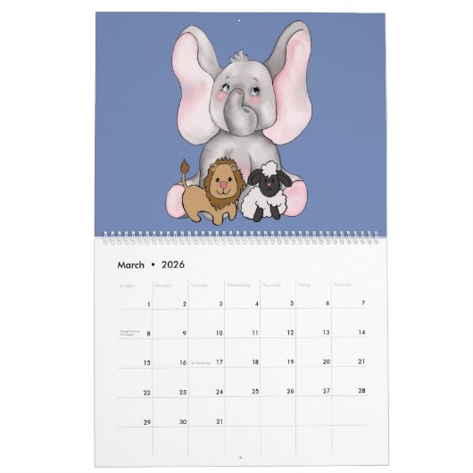 13 olifanten en 1 Giraffe Kalender (Mar 2026)