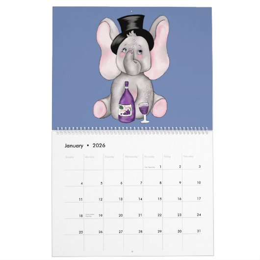 13 olifanten en 1 Giraffe Kalender (Jan 2026)
