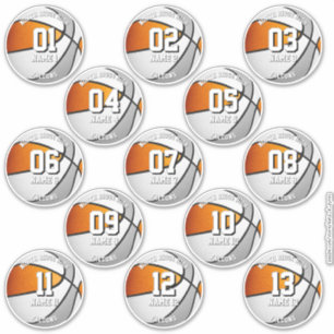 13 oranje grijze teamkleuren basketbalstickers sticker