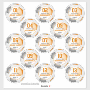 13 oranje grijze teamkleuren voor jongens voetbal sticker