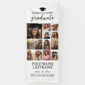 13 Photo Collage Afstuderen Modern Minimal White Spandoek (Verticaal)