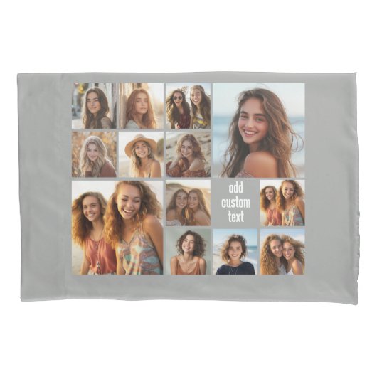 13 Photo Collage Grid grijze achtergrond zwarte te Kussensloop (Voorkant)