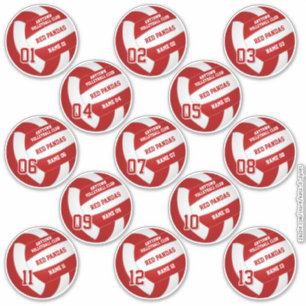 13 rode volleybal team kleuren gepersonaliseerd sticker