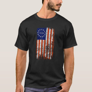 13 sterren Vlag Betsy Ross Amerikaanse Revolutie V T-shirt