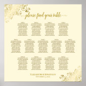 13 Tabel Gold Frills Cream Wedding Seating Chart Poster (Voorkant)