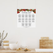 13 Tabel Victoriaans Rozen Wedding Seating Chart Poster (Keuken)