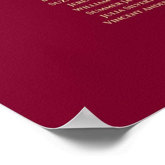 13 Tableau Burgundy & Or Elegant Seating Chart (Coin)