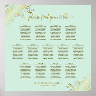 13 Tableau Monnaie Mariage vert et or