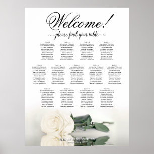 13 Tafel Ivoor Wit Rose Bruiloft Zitkaarten Poster