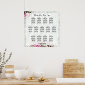 13 Tafelroze rozen Elegant Wedding Seating Chart Poster (Keuken)