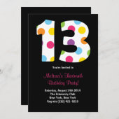 13 uitnodiging van de partij van Birthday (Voorkant / Achterkant)