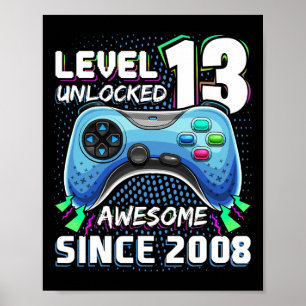 13 Unlocked Geweldige 2008 Videospel 13e Verjaarda Poster