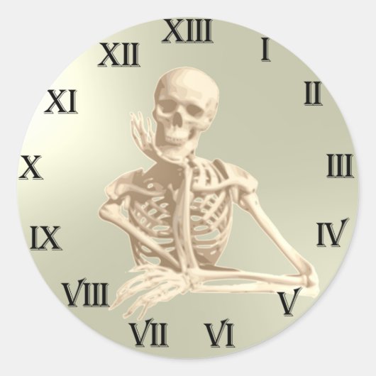 13 Uur schedelklokkentroon Ronde Sticker (Voorkant)