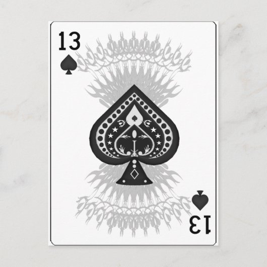 13 van de schoppen: Afspeelkaart: Briefkaart (Voorkant)