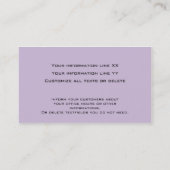 13 Violet Carte de visite moderne (Dos)