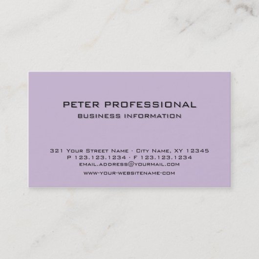 13 Violet Carte de visite moderne (Devant)