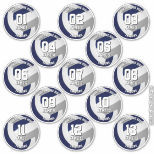 13 volleyballers Navy blauw grijs team kleuren Sticker