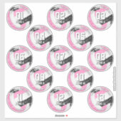 13 volleybalsters Boho Paisleys Roze Zwart Sticker (Vel)