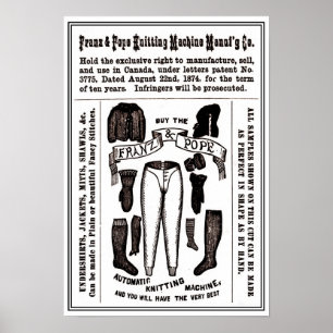 13 x 19-inch antiek breimachine poster