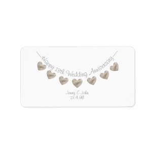 13de Bruiloft Jubileum kanten hartetiketten Etiket