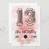 13e anniversaire Blush Pink Invitation (Devant / Derrière)