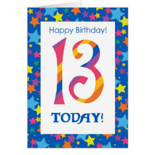 13e anniversaire Bright, couleurs rayures et étoil