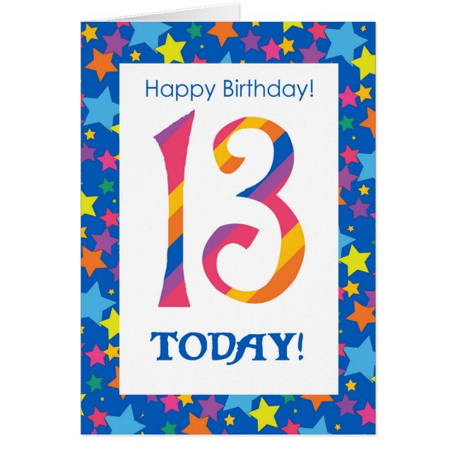 13e anniversaire Bright, couleurs rayures et étoil (Devant)