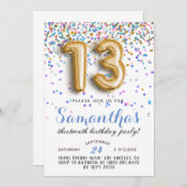 13e anniversaire Confetti Invitation (Devant / Derrière)