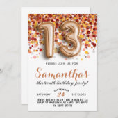 13e anniversaire Confetti Invitation (Devant / Derrière)