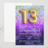 13e anniversaire Confetti Invitation (Devant / Derrière)