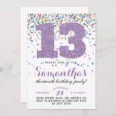 13e anniversaire Confetti Invitation (Devant / Derrière)