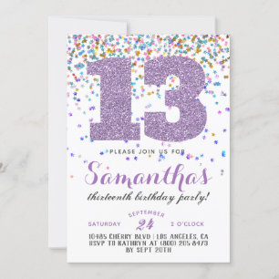 13e anniversaire Confetti Invitation
