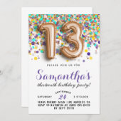 13e anniversaire Confetti Invitation (Devant / Derrière)