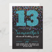 13e anniversaire Confetti Invitation (Devant / Derrière)