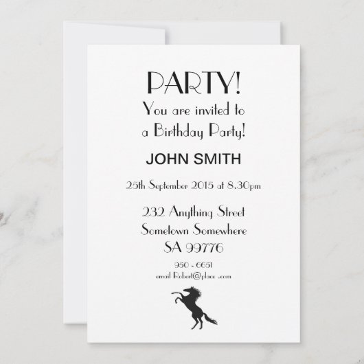 13e anniversaire Esprit cheval invitation de fête (Dos)