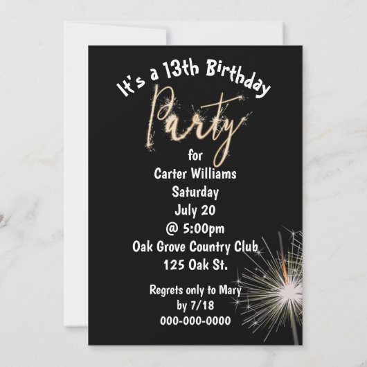 13e anniversaire fêtards Invitation (Dos)