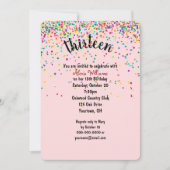 13e anniversaire Fête confetti Invitation (Devant)