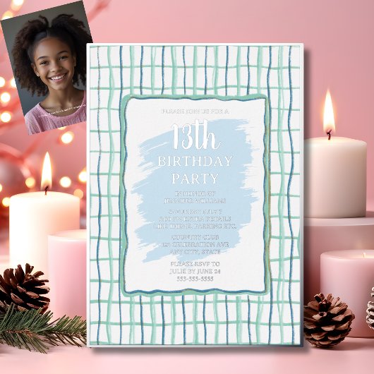 13e anniversaire fête main tiré foil Invitation