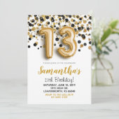 13e anniversaire Gold Confetti Invitation (Debout devant)