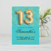 13e anniversaire Gold Confetti Invitation (Debout devant)