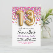 13e anniversaire Gold Confetti Invitation (Debout devant)