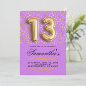 13e anniversaire Gold Confetti Invitation (Debout devant)