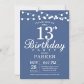 13e anniversaire Invitation Bleu (Devant)