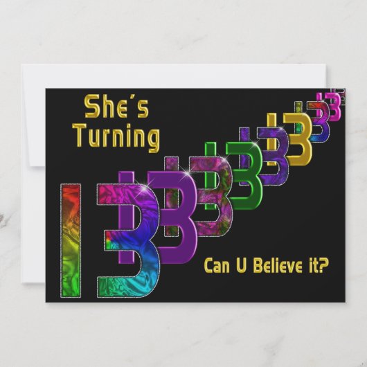 13e anniversaire Invitation fille, chiffres Abstra (Devant)
