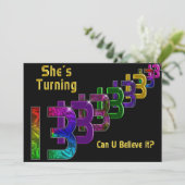 13e anniversaire Invitation fille, chiffres Abstra (Debout devant)